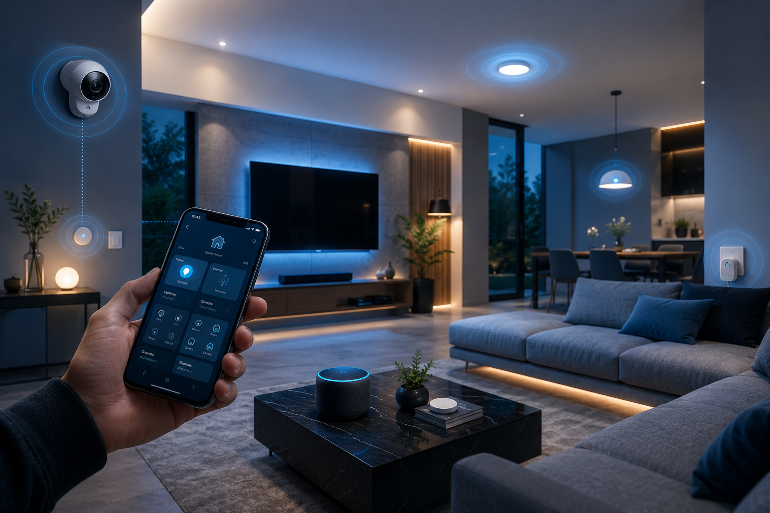 Hogar inteligente con dispositivos conectados y automatización moderna Tech Col