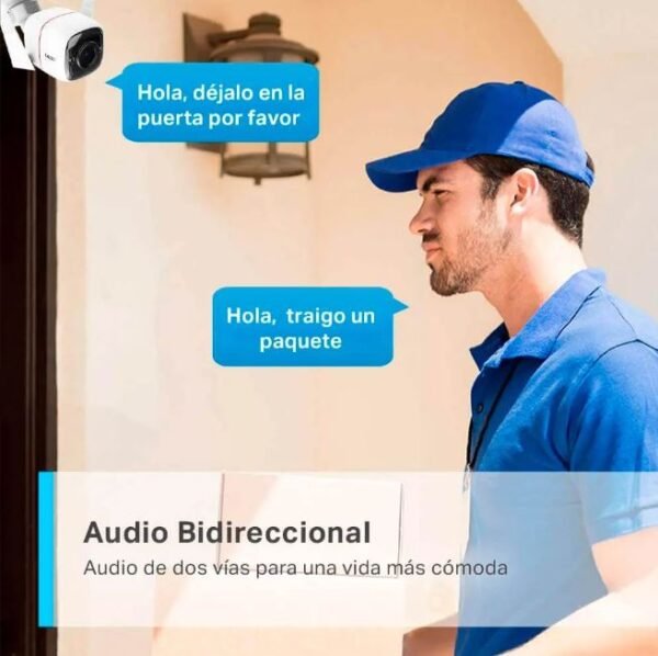 Camara con Audio Cámara Tapo Exterior WiFi 3MP con Sirena y Visión Nocturna | Resistente al Agua