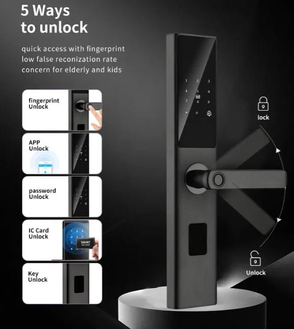 Cerradura Inteligente Casa Cerradura Inteligente WiFi con Huella Digital, Clave y App | 5 Formas de Abrir