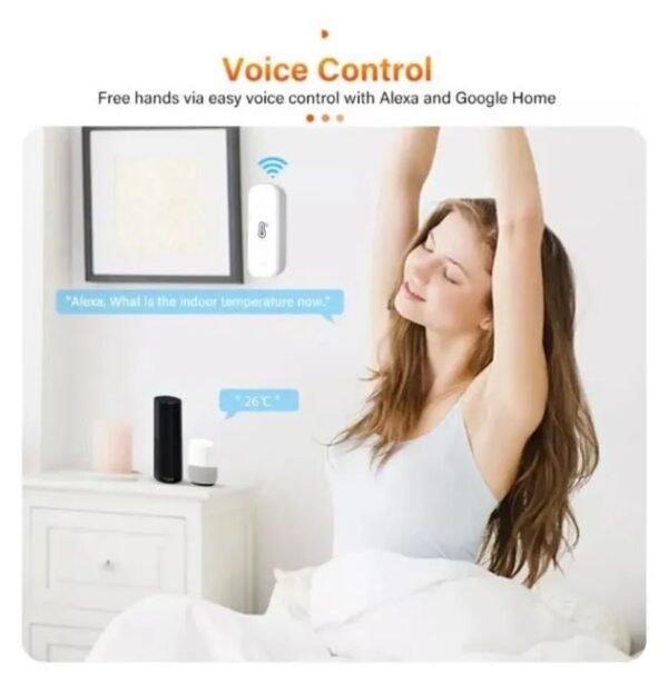 Sensor Temperatura Inteligente Hogar Sensor de Temperatura y Humedad Inteligente WiFi | Compatible con Alexa y Google Home